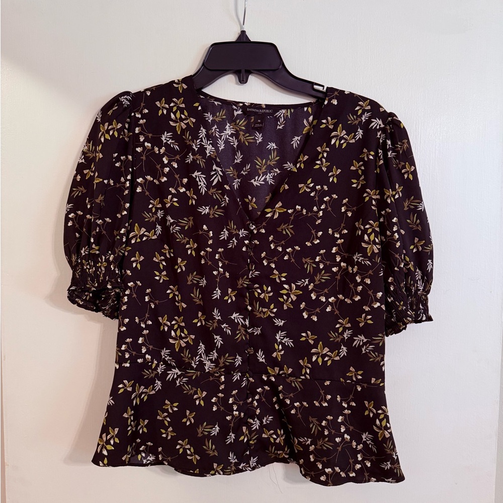 Banana Republic Black Floral Blouse